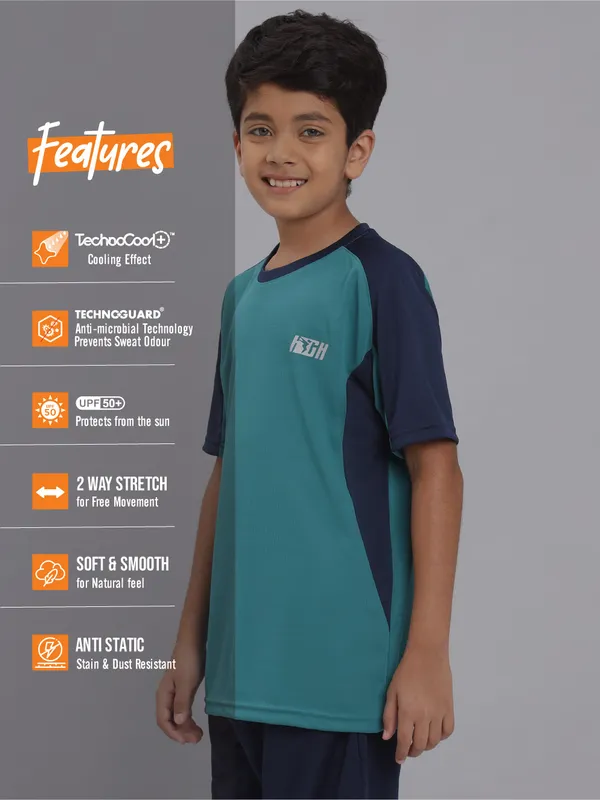 Boys Colorblock Slim Fit Crew Neck T-shirt with TECHNO COOL+ - Image 6