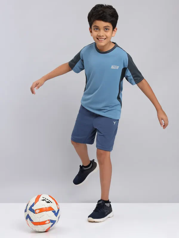 Boys Colorblock Slim Fit Crew Neck T-shirt with TECHNO COOL+ - Image 2