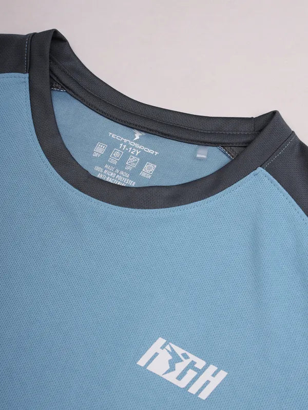 Boys Colorblock Slim Fit Crew Neck T-shirt with TECHNO COOL+ - Image 3