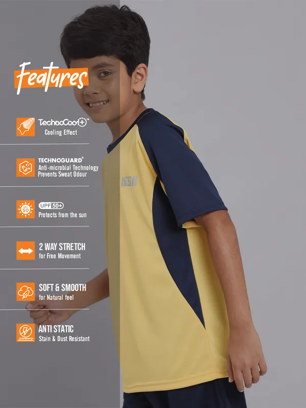 Boys Colorblock Slim Fit Crew Neck T-shirt with TECHNO COOL+ - Image 2