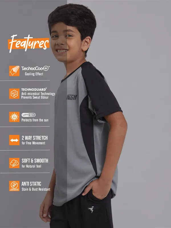 Boys Colorblock Slim Fit Crew Neck T-shirt with TECHNO COOL+ - Image 3