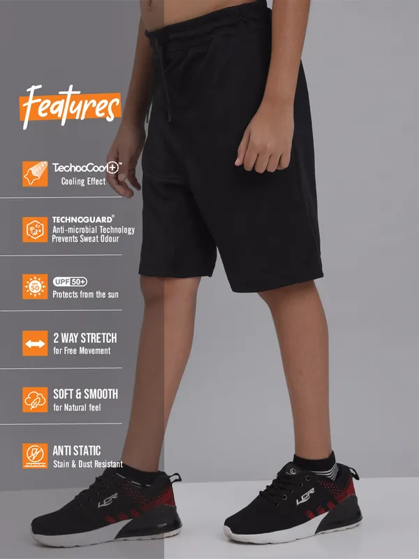 Boys Solid Slim Fit Shorts with TECHNO COOL+ - Image 4