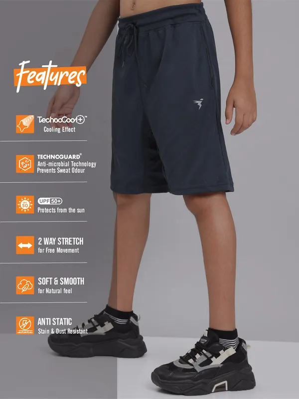 Boys Solid Slim Fit Shorts with TECHNO COOL+ - Image 6