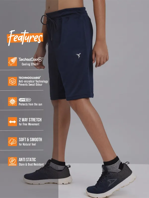 Boys Solid Slim Fit Shorts with TECHNO COOL+ - Image 6