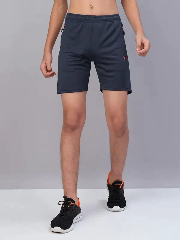 Boys Solid Slim Fit Shorts with TECHNO GUARD - Image 3