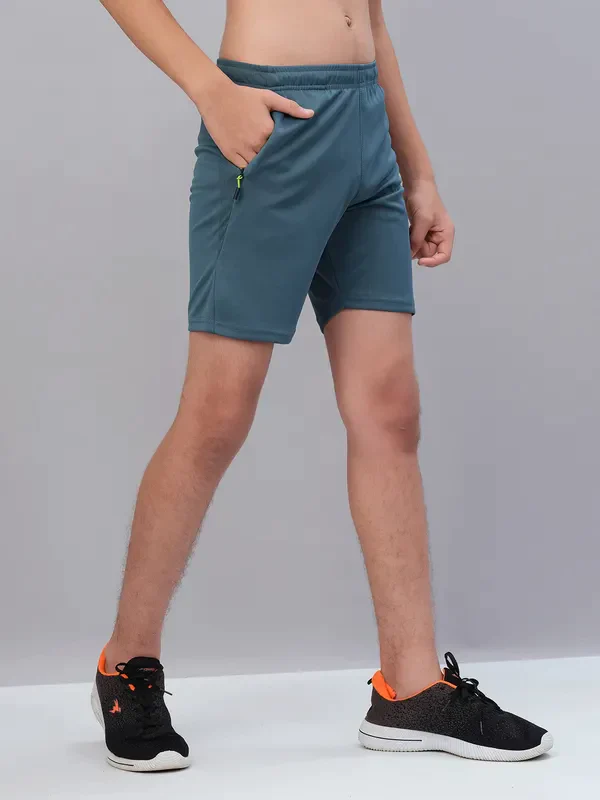 Boys Solid Slim Fit Shorts with TECHNO GUARD - Image 5