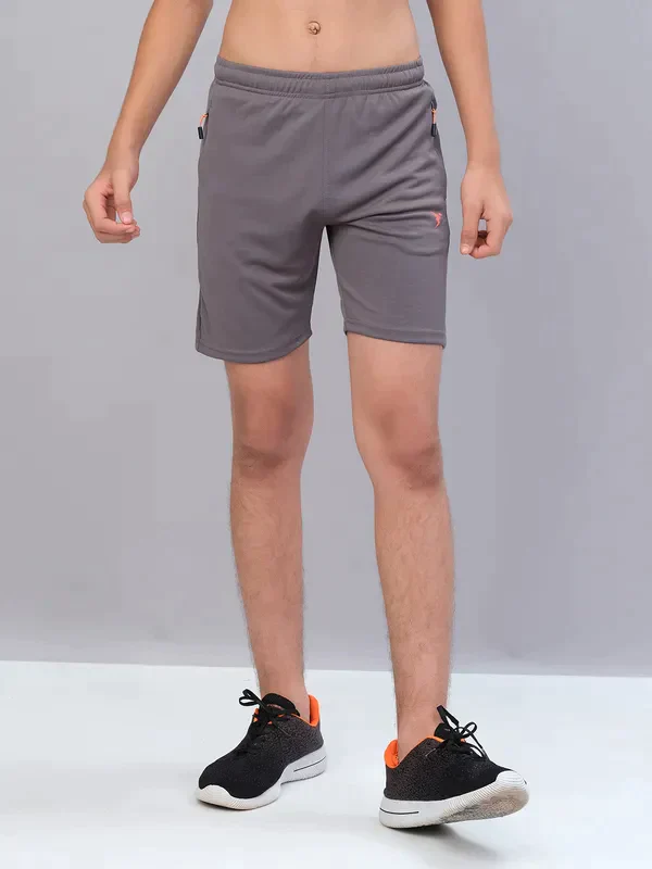 Boys Solid Slim Fit Shorts with TECHNO GUARD - Image 3