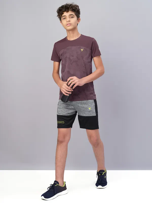 Boys Self Design Slim Fit Crew Neck T-shirt with VENTMESH - Image 3