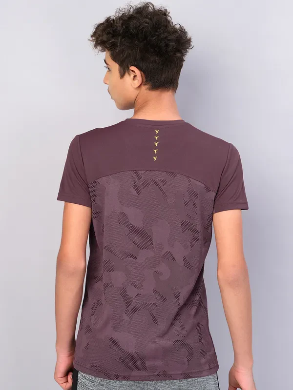 Boys Self Design Slim Fit Crew Neck T-shirt with VENTMESH - Image 4