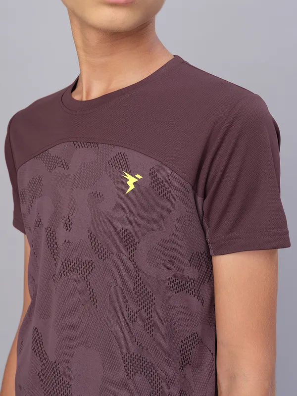 Boys Self Design Slim Fit Crew Neck T-shirt with VENTMESH - Image 6