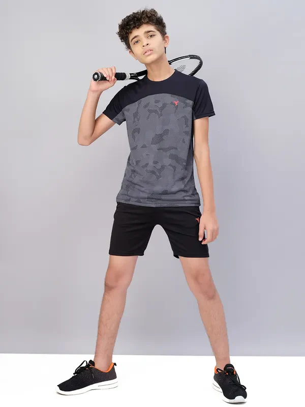 Boys Self Design Slim Fit Crew Neck T-shirt with VENTMESH - Image 3