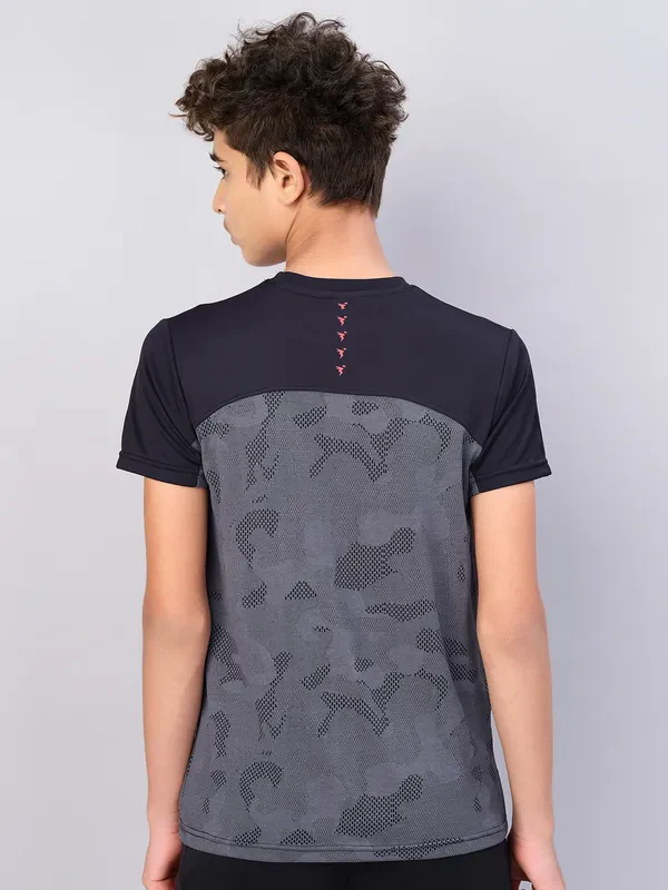 Boys Self Design Slim Fit Crew Neck T-shirt with VENTMESH - Image 4