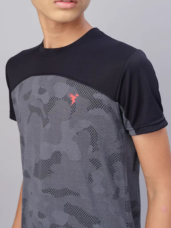 Boys Self Design Slim Fit Crew Neck T-shirt with VENTMESH - Image 6