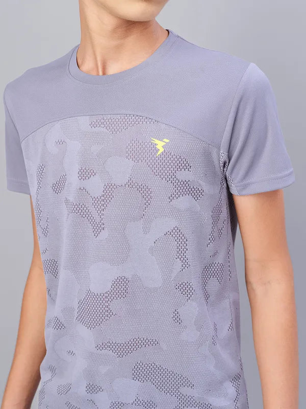 Boys Self Design Slim Fit Crew Neck T-shirt with VENTMESH - Image 6