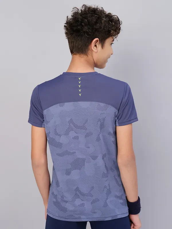 Boys Self Design Slim Fit Crew Neck T-shirt with VENTMESH - Image 3