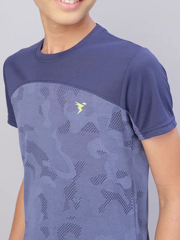 Boys Self Design Slim Fit Crew Neck T-shirt with VENTMESH - Image 4