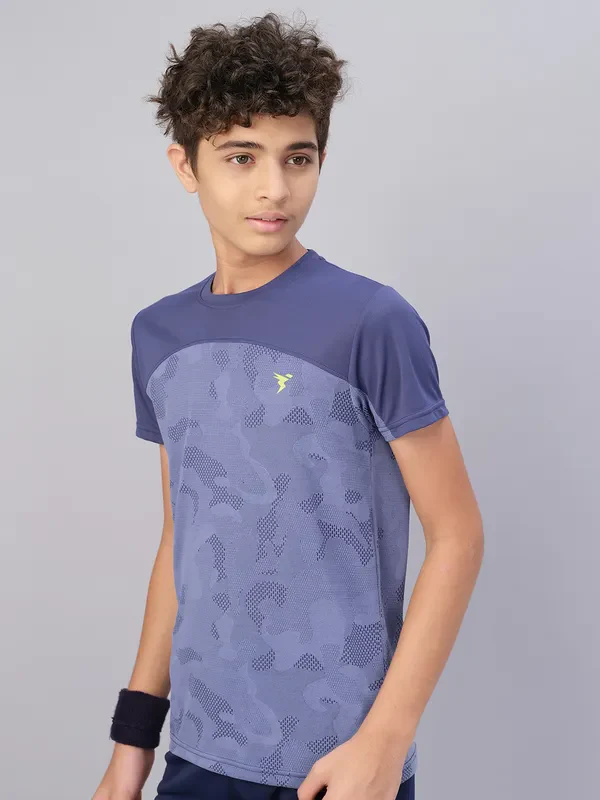 Boys Self Design Slim Fit Crew Neck T-shirt with VENTMESH - Image 5