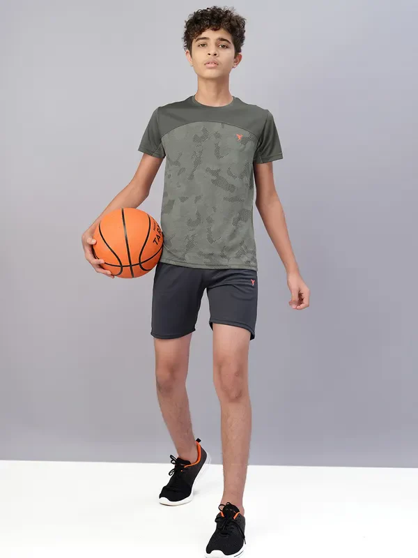 Boys Self Design Slim Fit Crew Neck T-shirt with VENTMESH - Image 3