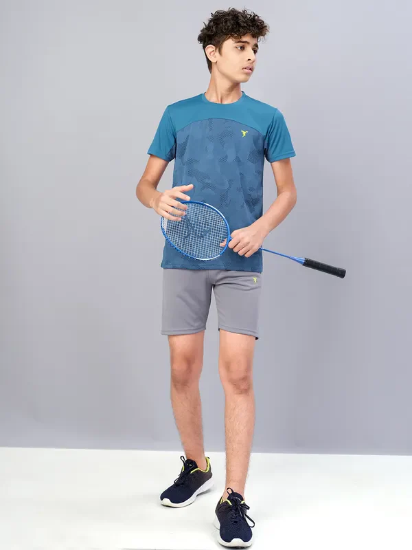 Boys Self Design Slim Fit Crew Neck T-shirt with VENTMESH - Image 3