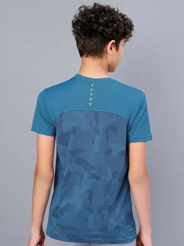 Boys Self Design Slim Fit Crew Neck T-shirt with VENTMESH - Image 4
