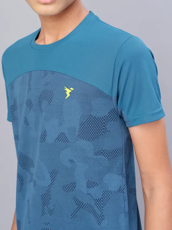 Boys Self Design Slim Fit Crew Neck T-shirt with VENTMESH - Image 6