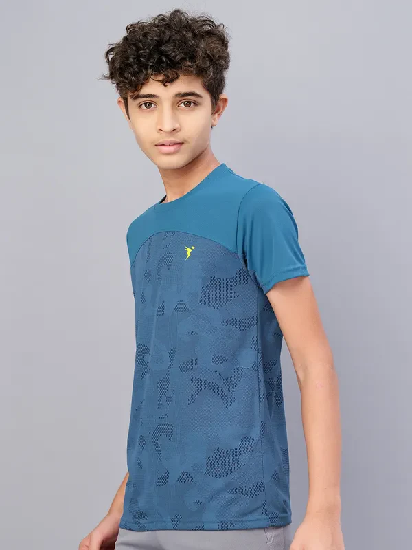 Boys Self Design Slim Fit Crew Neck T-shirt with VENTMESH - Image 7
