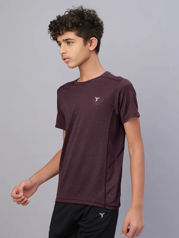 Boys Melange Slim Fit Crew Neck T-shirt with DOUBLE COOL - Image 2