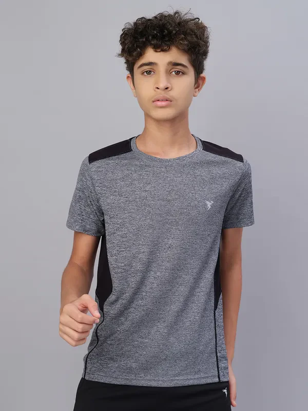 Boys Melange Slim Fit Crew Neck T-shirt with DOUBLE COOL