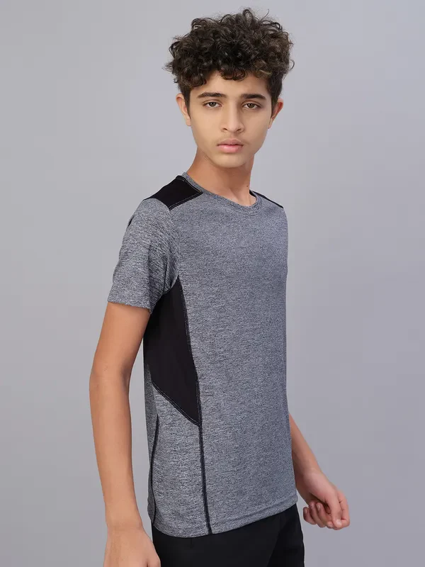 Boys Melange Slim Fit Crew Neck T-shirt with DOUBLE COOL - Image 5