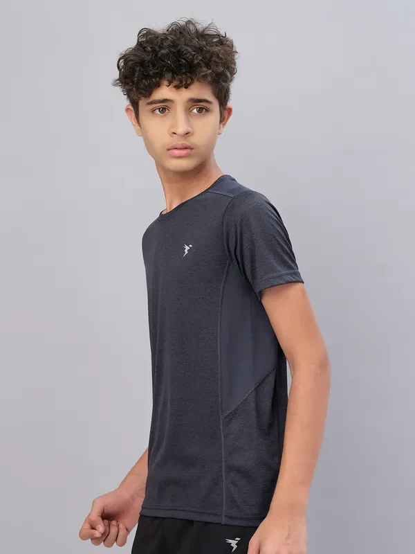 Boys Melange Slim Fit Crew Neck T-shirt with DOUBLE COOL - Image 2