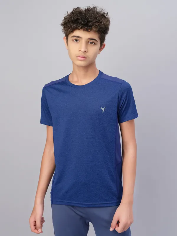 Boys Melange Slim Fit Crew Neck T-shirt with DOUBLE COOL