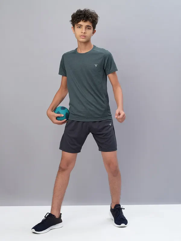 Boys Melange Slim Fit Crew Neck T-shirt with DOUBLE COOL - Image 4