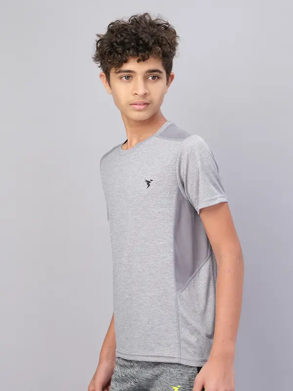 Boys Melange Slim Fit Crew Neck T-shirt with DOUBLE COOL - Image 2