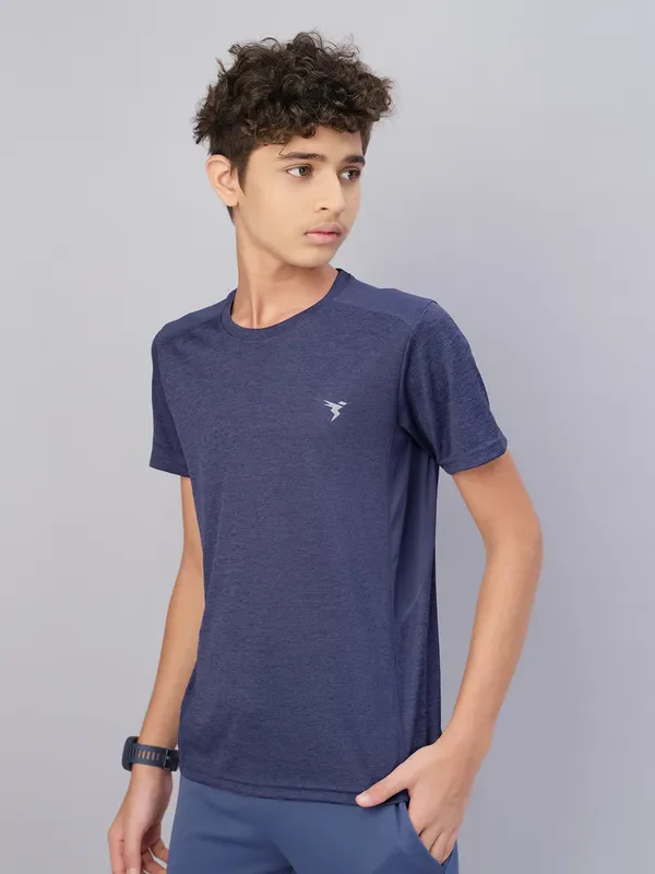 Boys Melange Slim Fit Crew Neck T-shirt with DOUBLE COOL - Image 3