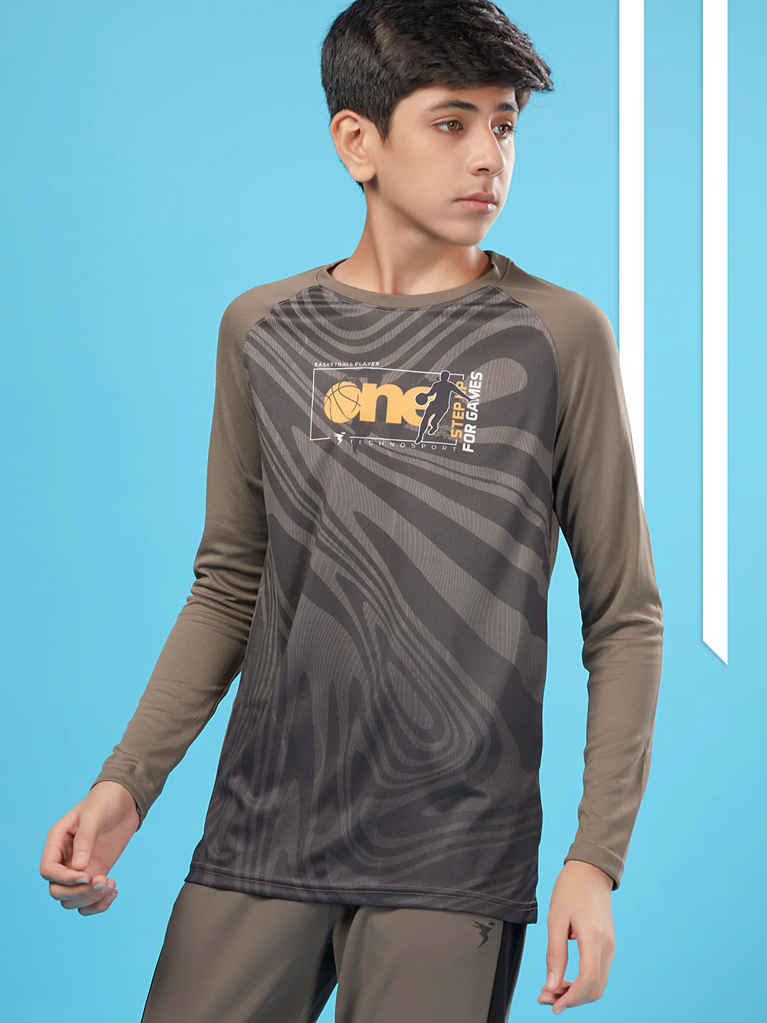 Boys Printed Slim Fit Crew Neck T-shirt with TECHNO COOL+ - Image 3