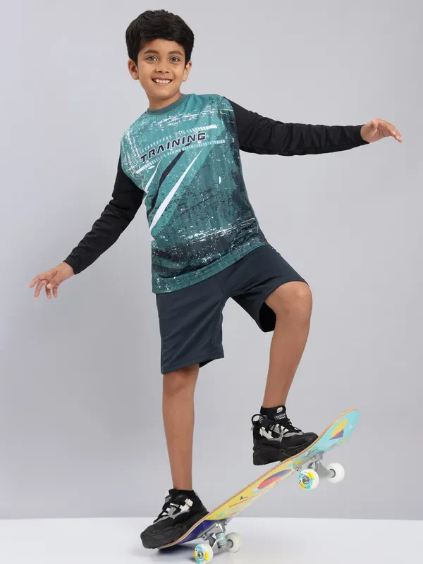 Boys Printed Slim Fit Crew Neck T-shirt with TECHNO COOL+ - Image 3