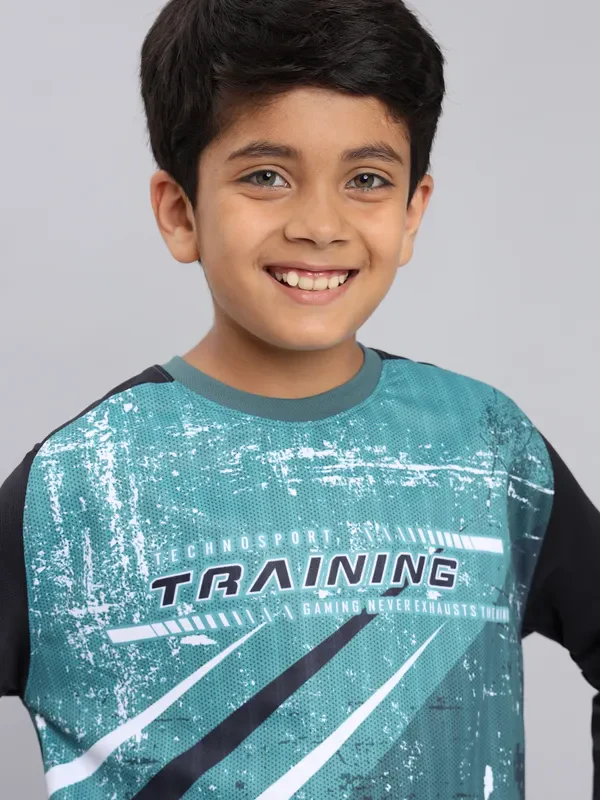 Boys Printed Slim Fit Crew Neck T-shirt with TECHNO COOL+ - Image 8