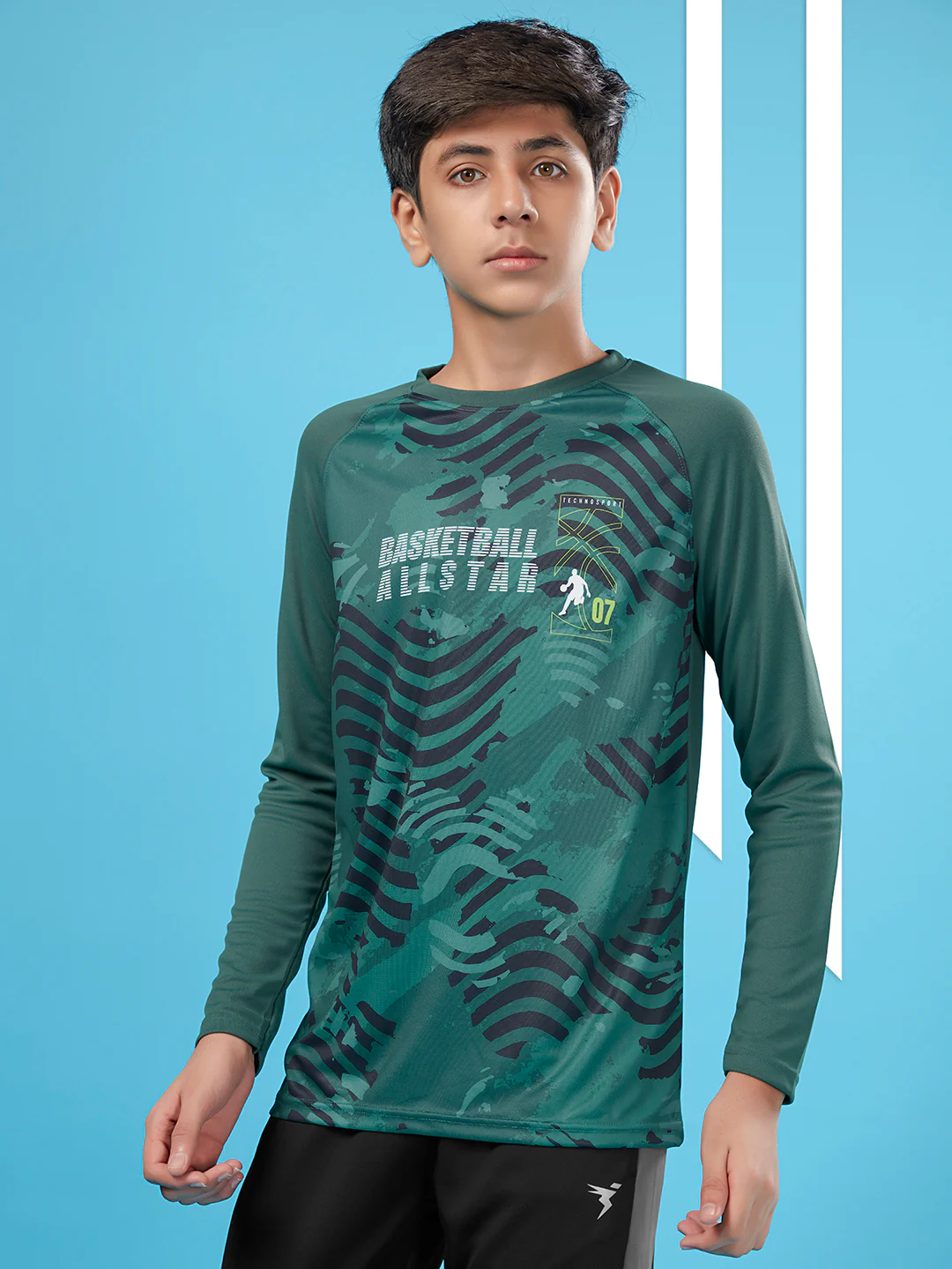 Boys Printed Slim Fit Crew Neck T-shirt with TECHNO COOL+ - Image 3