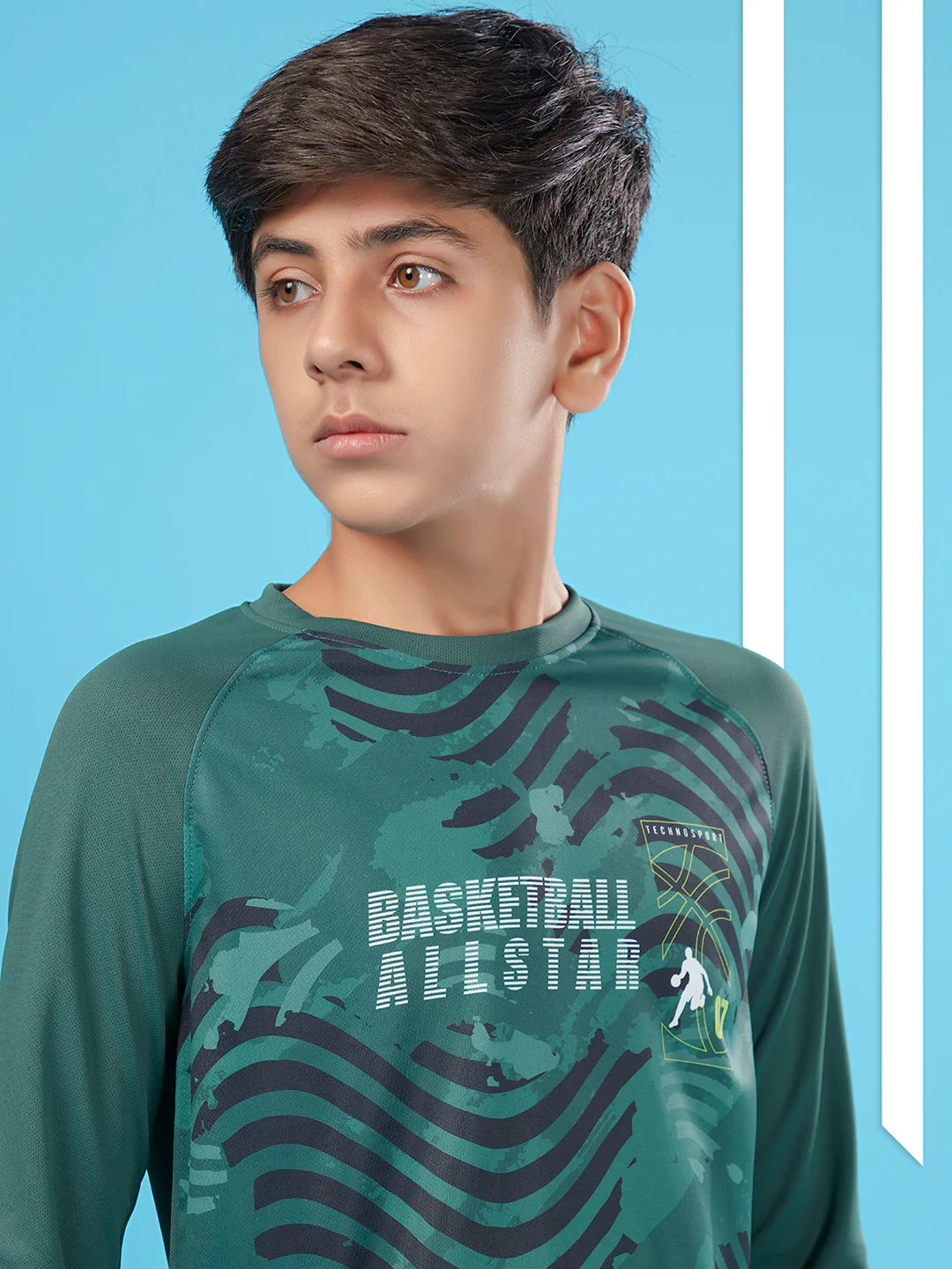 Boys Printed Slim Fit Crew Neck T-shirt with TECHNO COOL+ - Image 5
