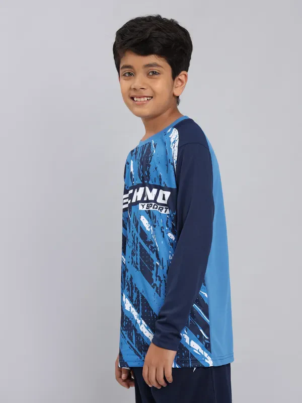 Boys Printed Slim Fit Crew Neck T-shirt with TECHNO COOL+ - Image 4