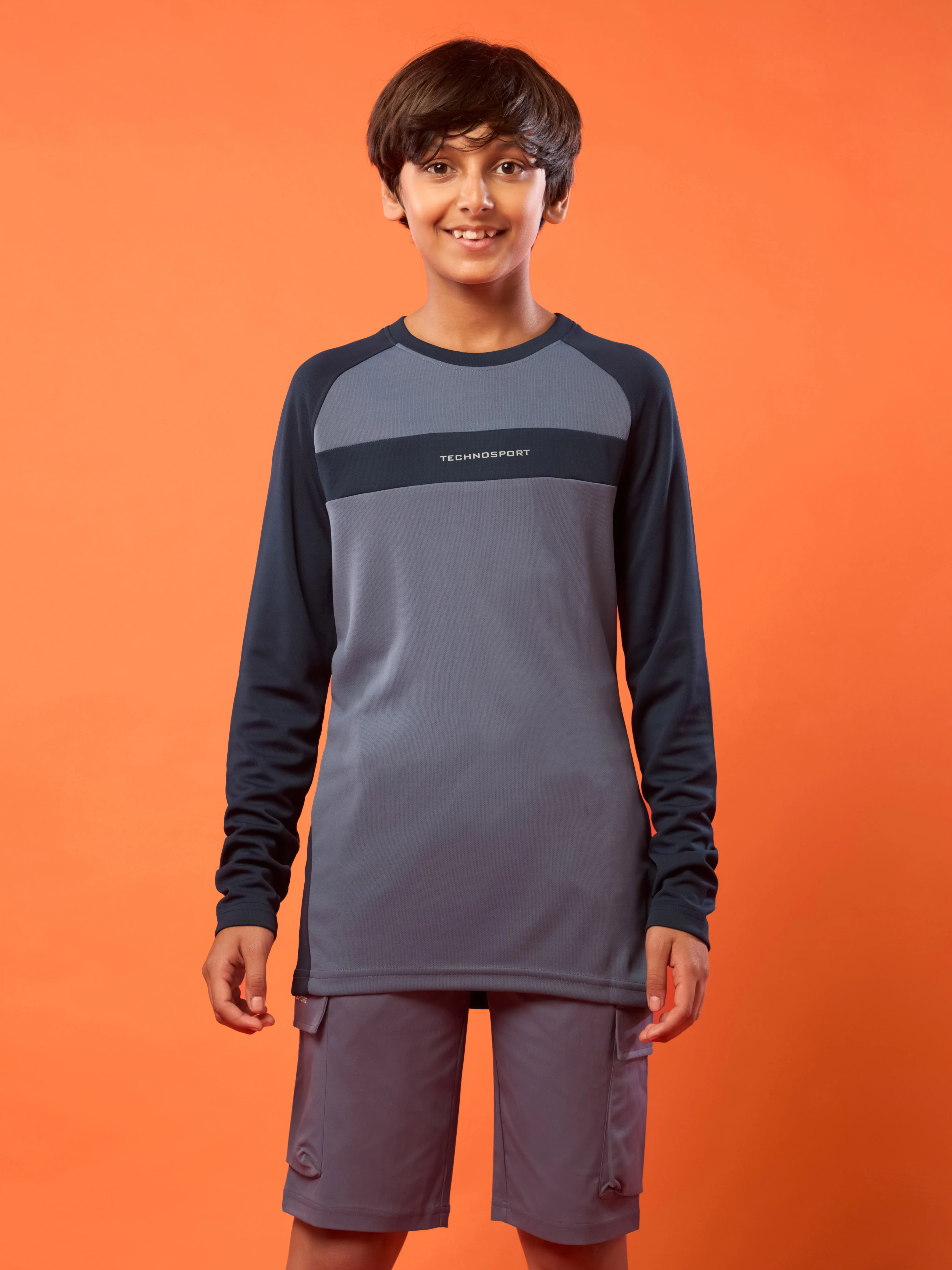 Boys Colorblock Slim Fit Crew Neck T-shirt with TECHNO COOL+