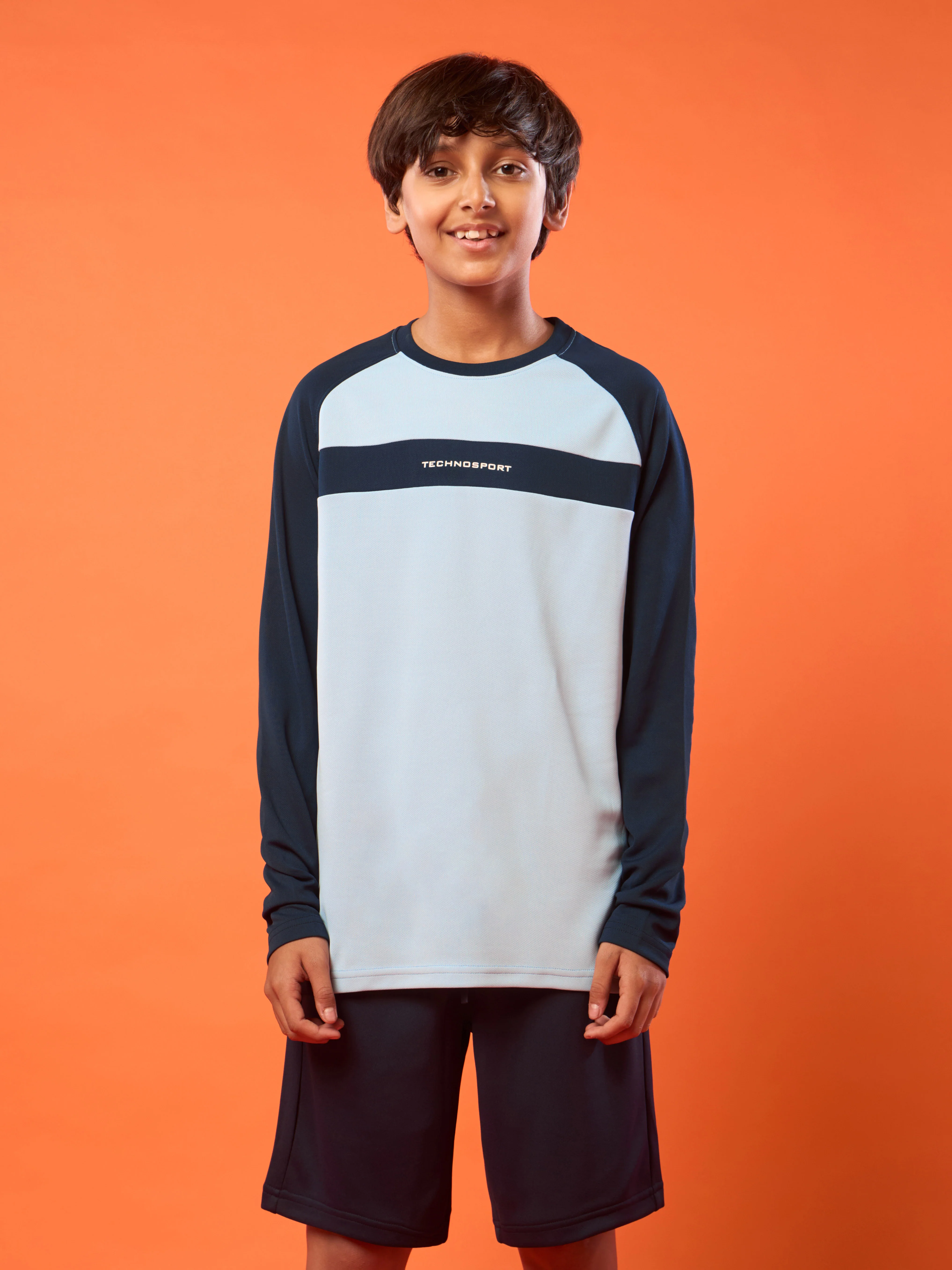 Boys Colorblock Slim Fit Crew Neck T-shirt with TECHNO COOL+