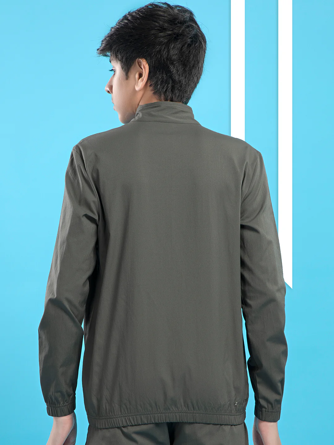 Boys Colorblock Slim Fit Mock Neck Sports Jacket with TS FLEXI - Image 3