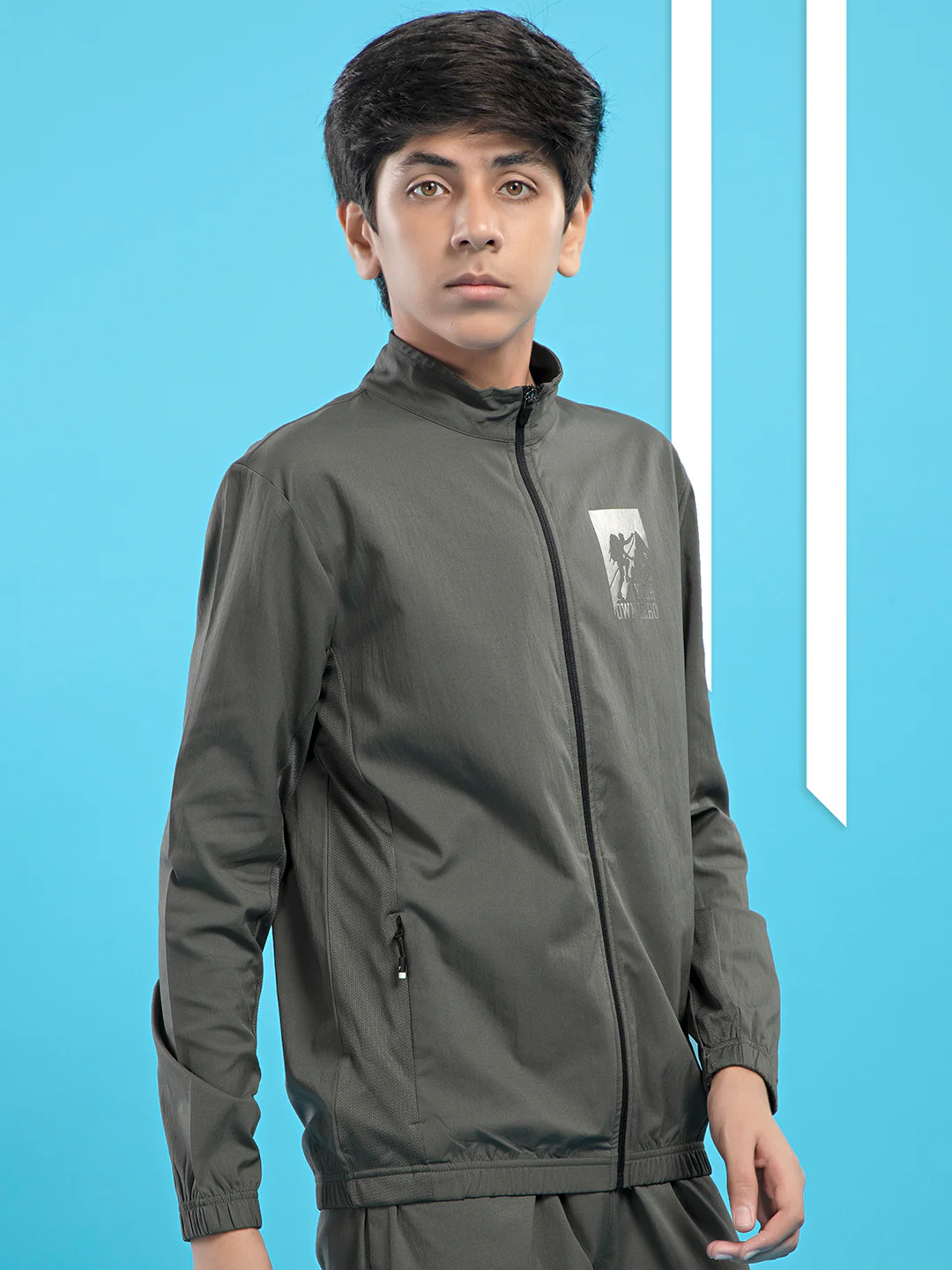 Boys Colorblock Slim Fit Mock Neck Sports Jacket with TS FLEXI - Image 4