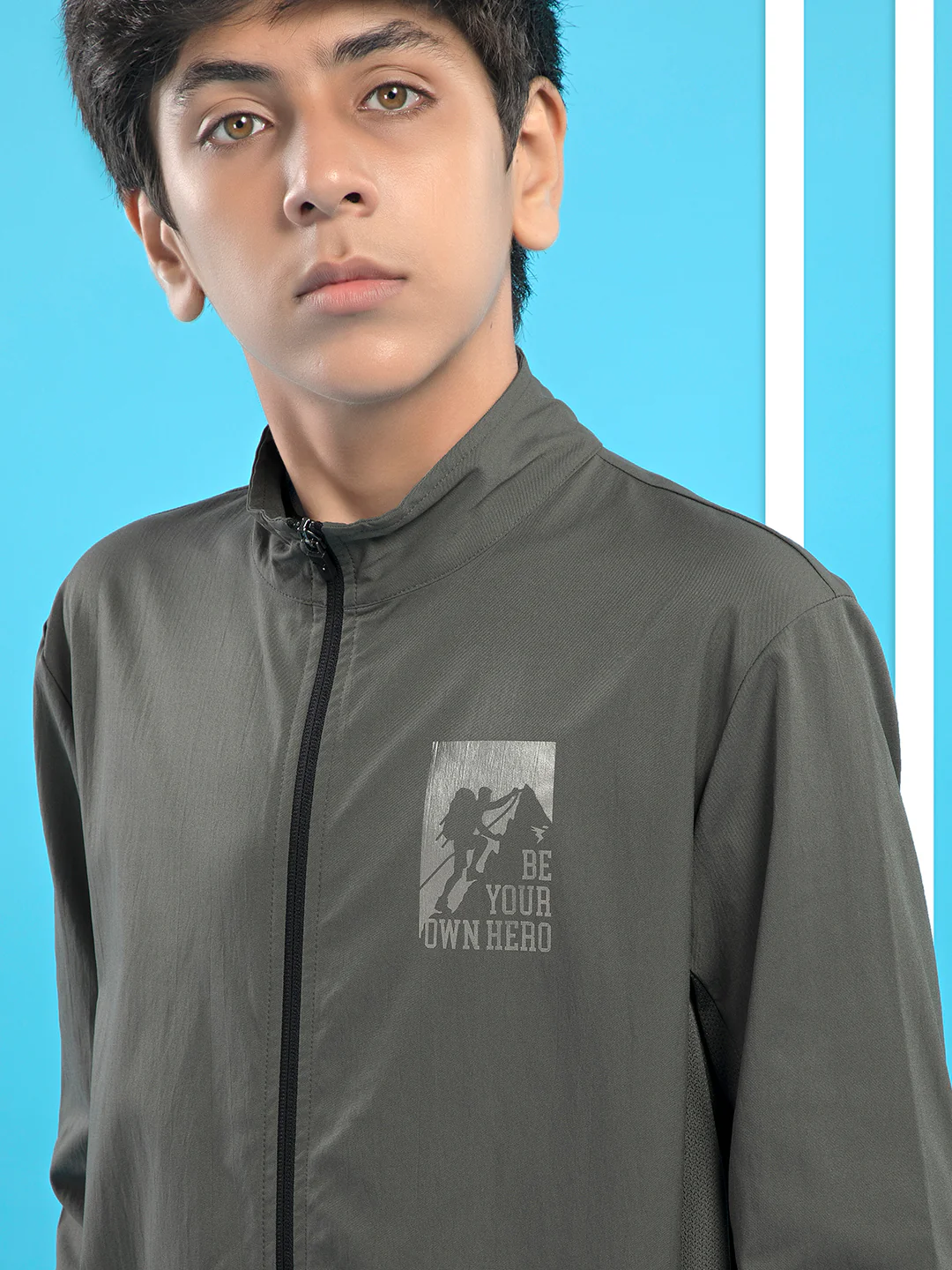 Boys Colorblock Slim Fit Mock Neck Sports Jacket with TS FLEXI - Image 5