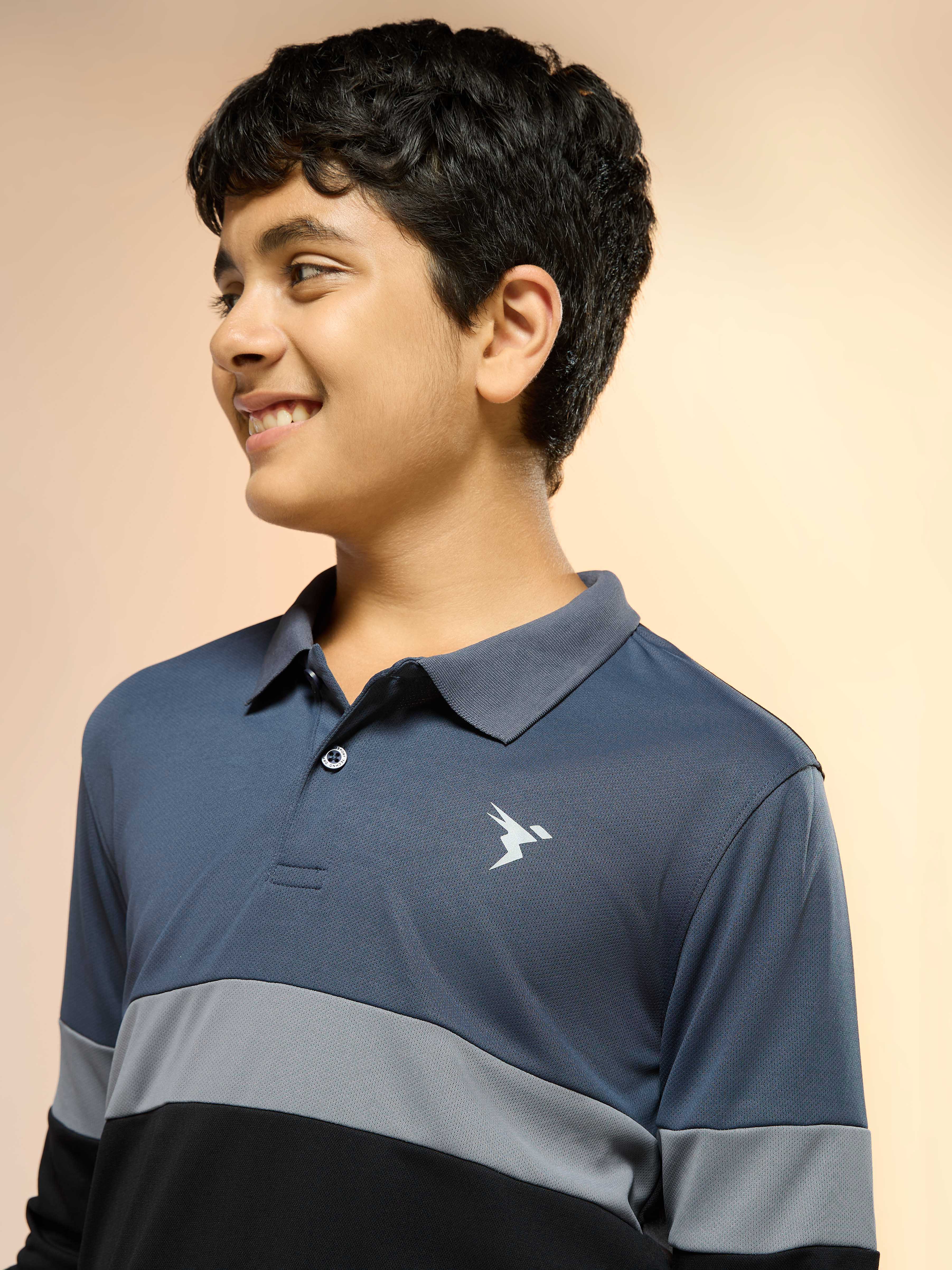 Boys Colorblock Slim Fit Polo Sports T-shirt with TECHNO DRY - Image 6