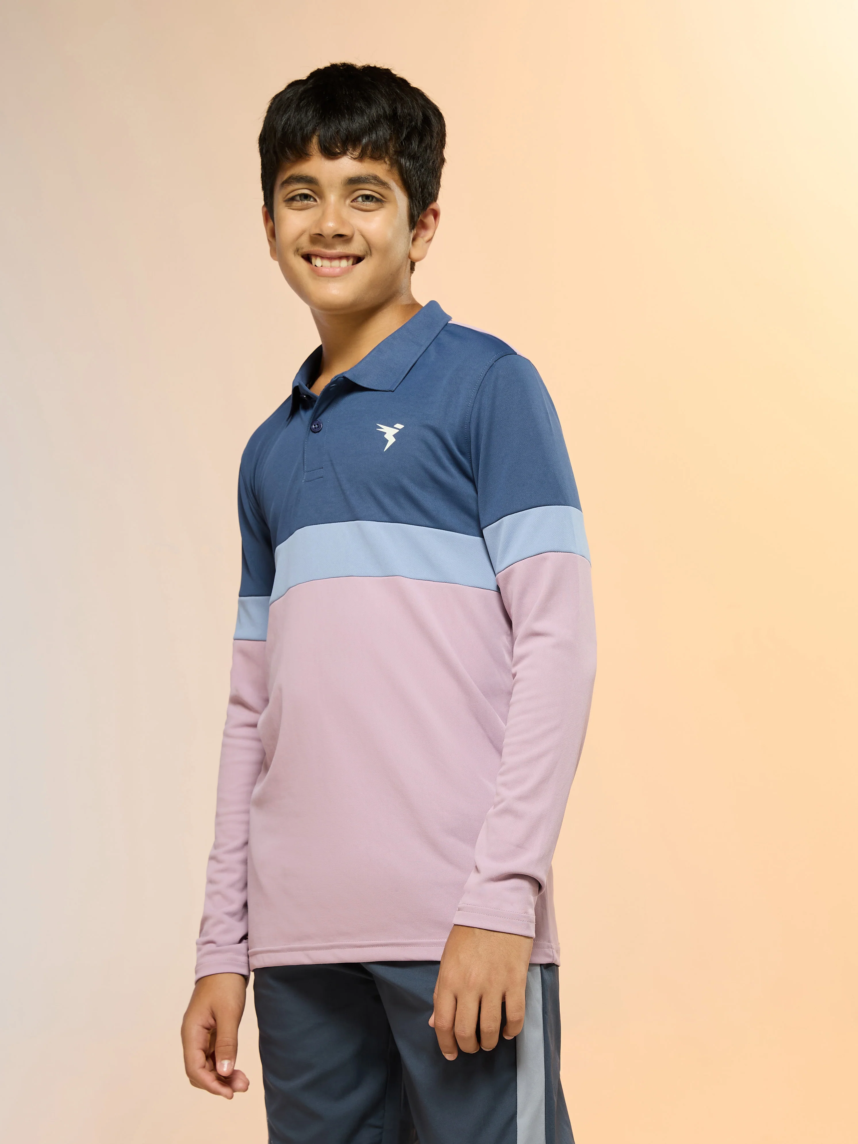 Boys Colorblock Slim Fit Polo Sports T-shirt with TECHNO DRY - Image 4