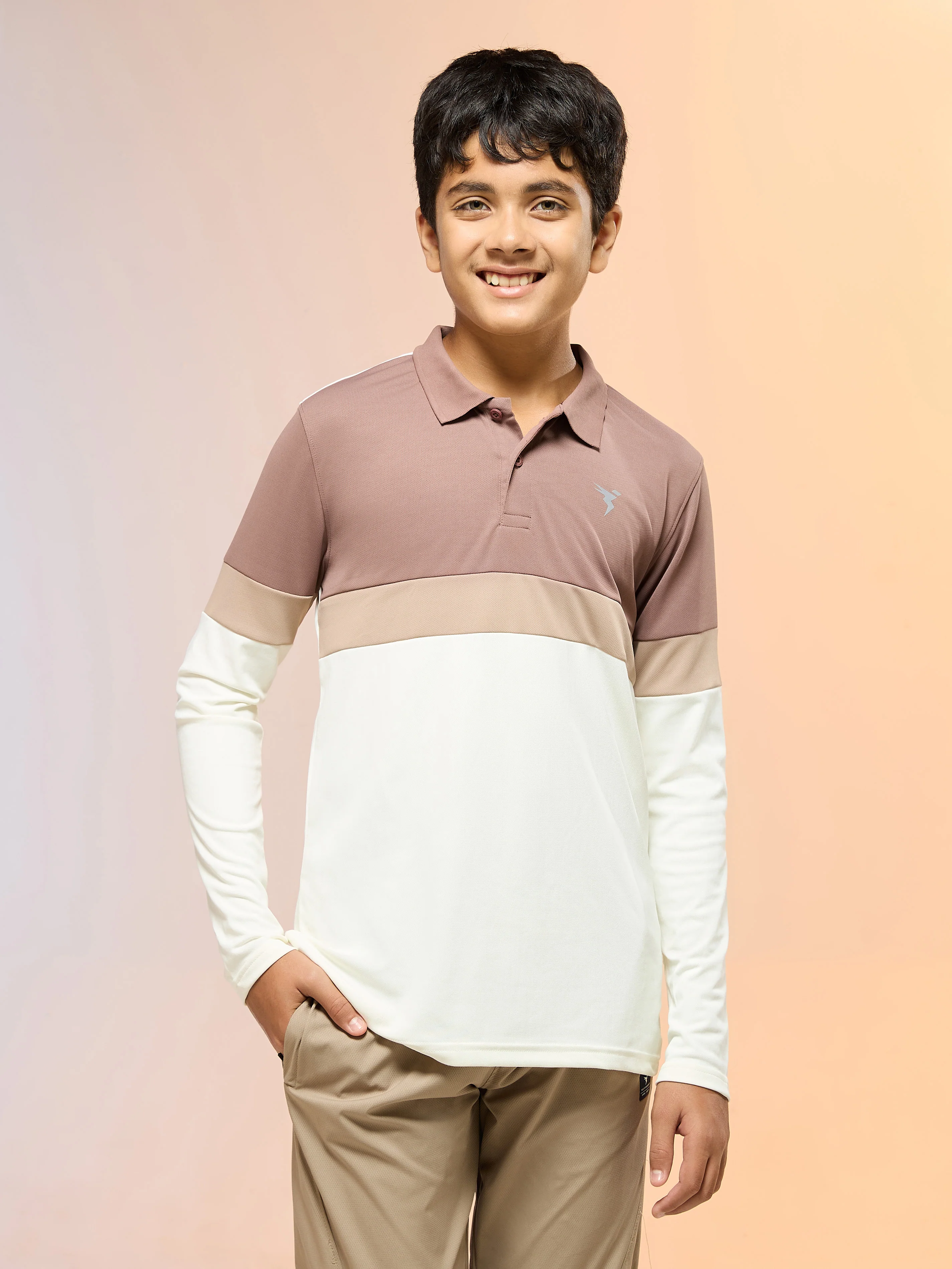 Boys Colorblock Slim Fit Polo Sports T-shirt with TECHNO DRY - Image 2