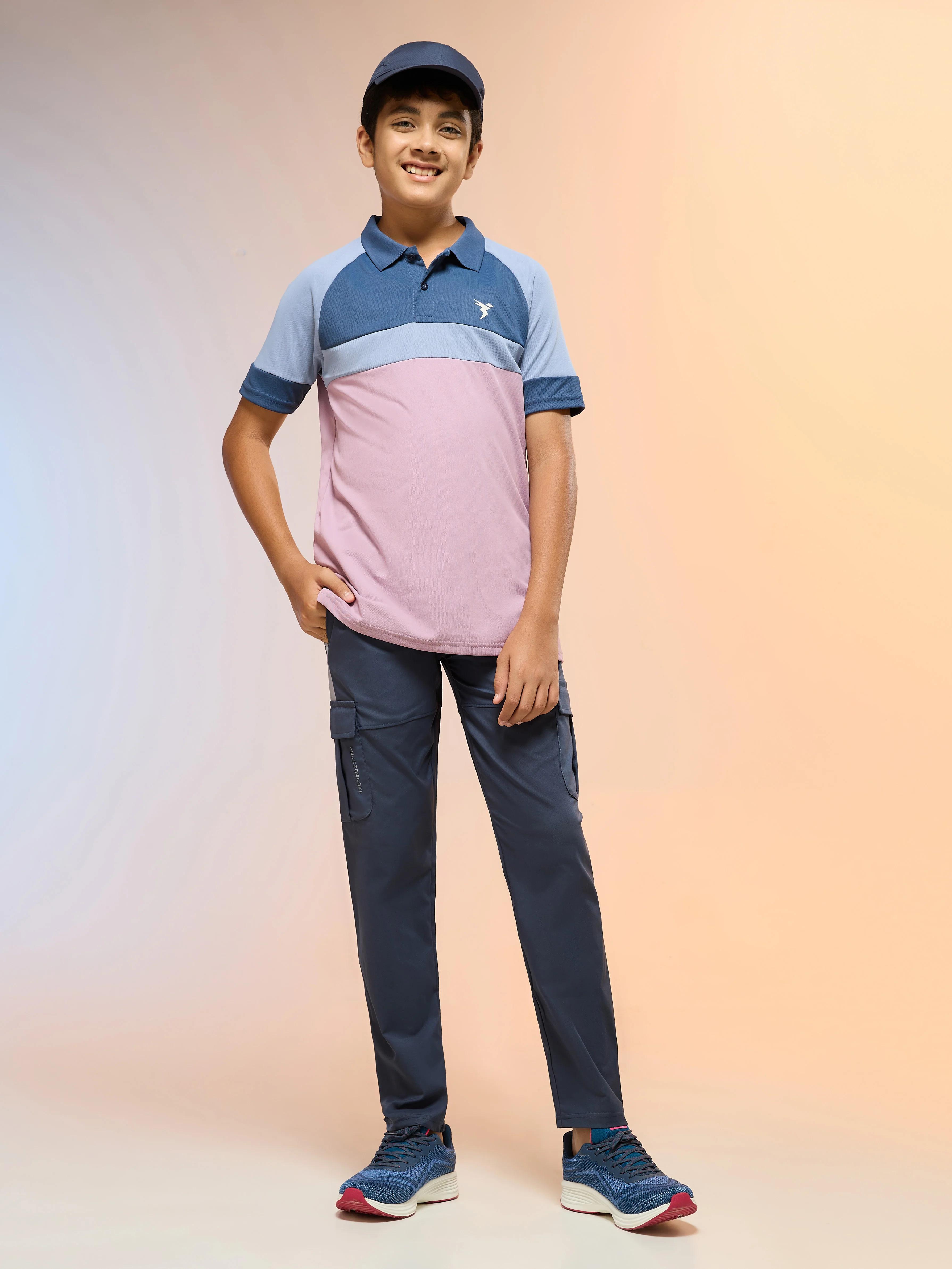 Boys Colorblock Slim Fit Polo Sports T-shirt with TECHNO DRY - Image 5