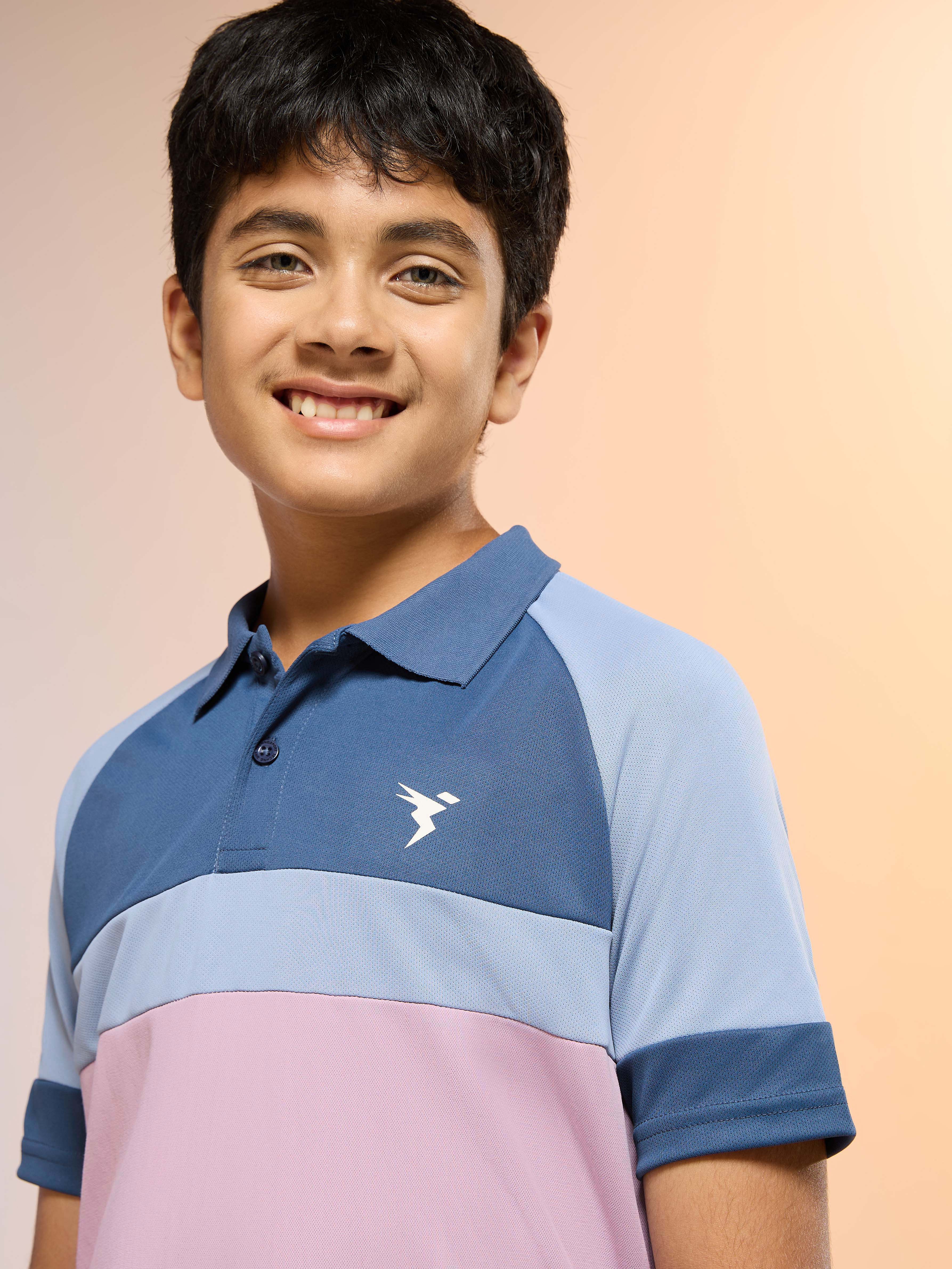Boys Colorblock Slim Fit Polo Sports T-shirt with TECHNO DRY - Image 6